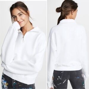 RE/DONE 70s Half Zip Sweatshirt in White